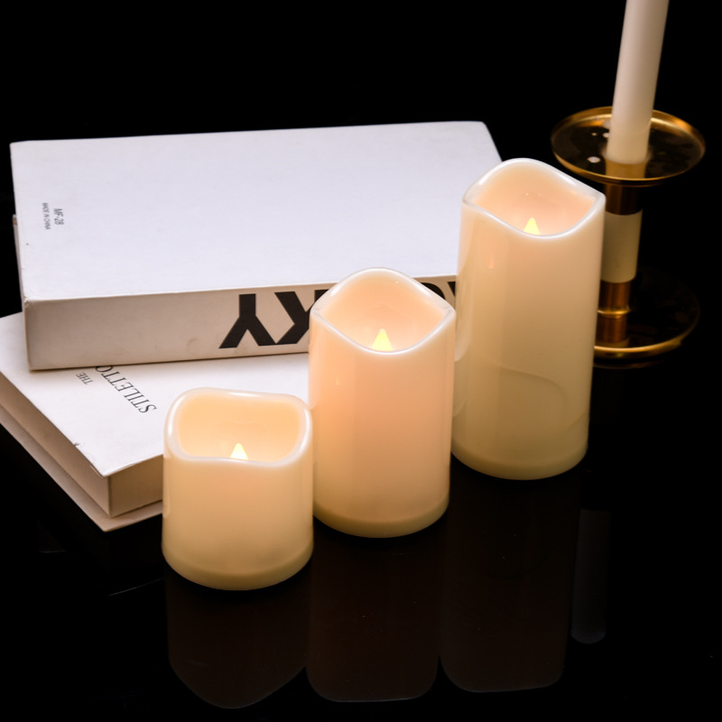 Factory direct sales of electronic candle lamps, led candles, simulated candles, flashing three-piece sets, home and wedding props details Picture
