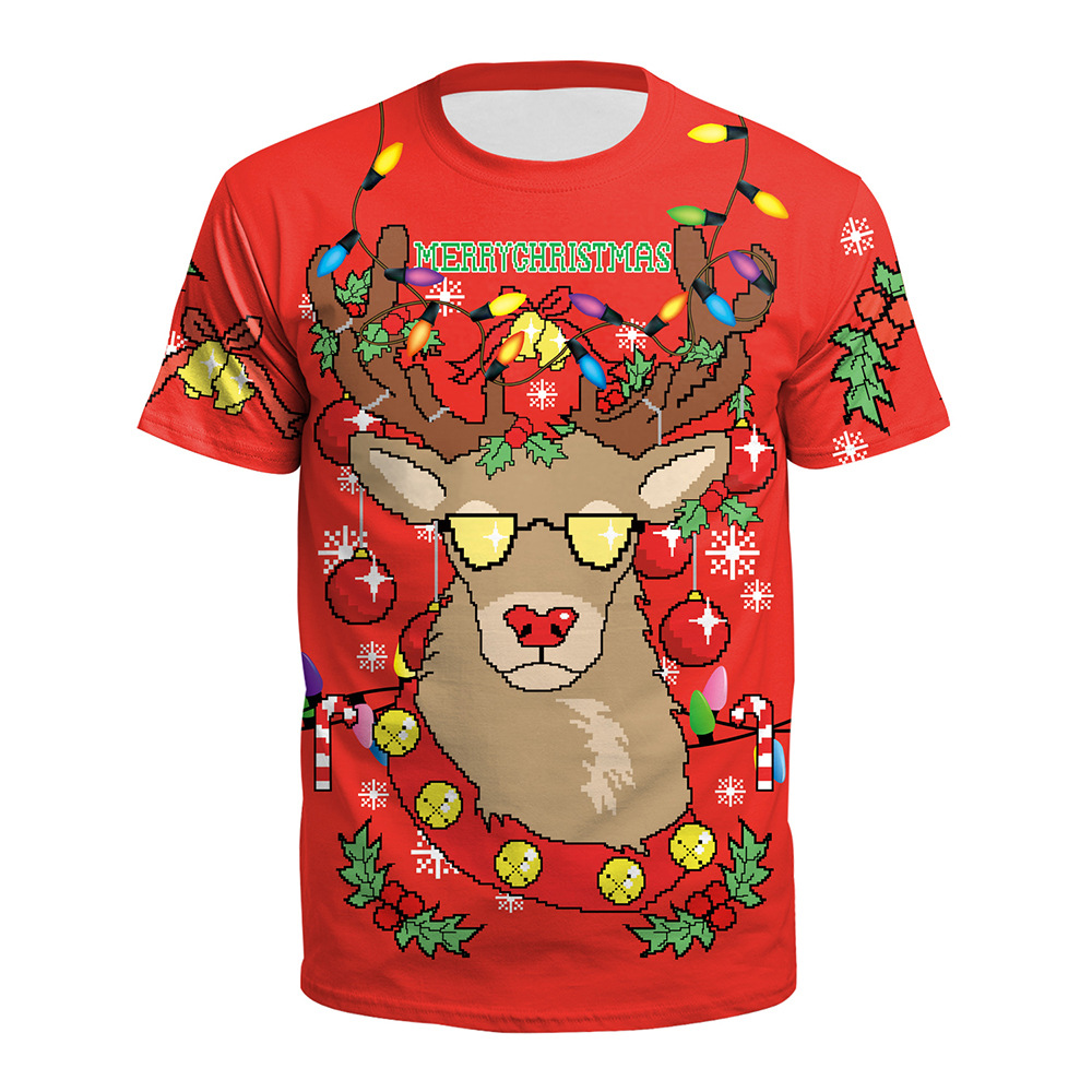Christmas Christmas New European And American Youth Short-Sleeved Men And Women Couples Wear Style Crew-Neck T-Shirt Item Picture