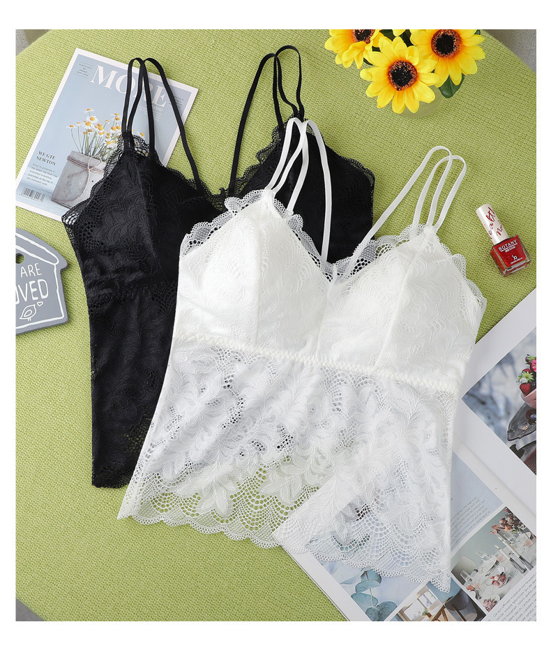 Lace Halter Vest Undergarments Women's Bra Wrap Chest Inside With Breast Pad Sexy Beauty Back Top Specification drawing