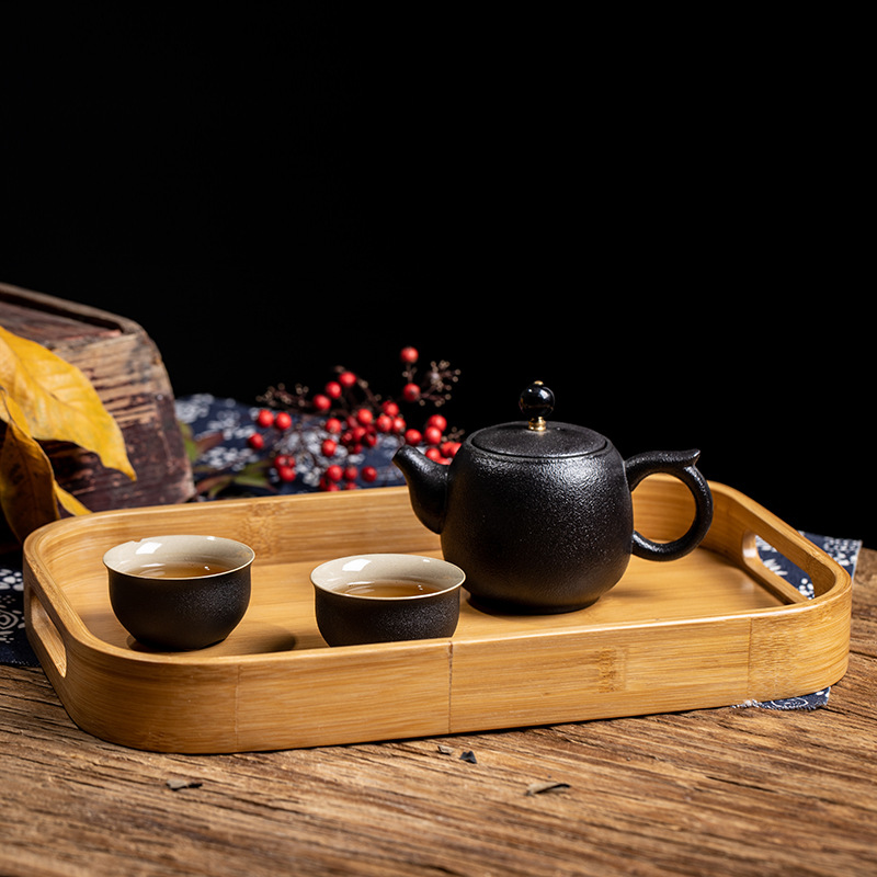 New bamboo tea trays for home use, restaurants and hotels, portable long trays, simple Japanese small tea trays and tea set trays wholesale details Picture
