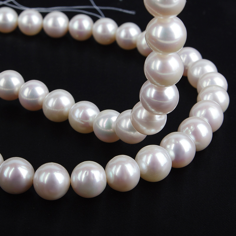 Factory direct supply of 10-11mm nearly perfect round natural freshwater pearl necklace DIY semi-finished accessory materials