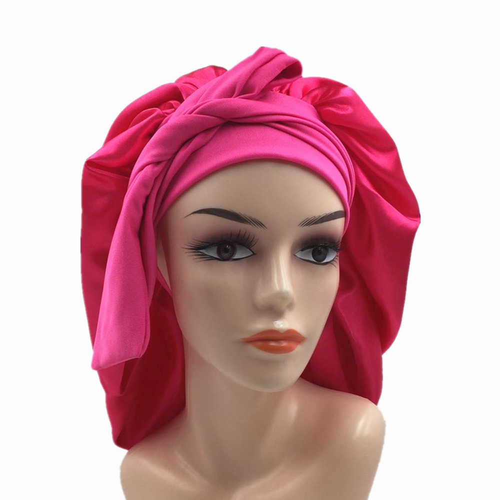 Cross-border source of pure color Ding nightcap imitation silk high stretch nightcap binding children protective wig cap manufacturers Item Picture