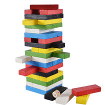 Pinewood Jenga high blocks 54 children's digital color Jenga puzzle wooden early education toy factory wholesale