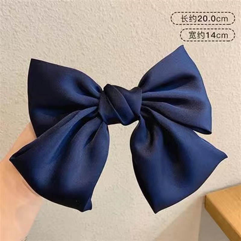 Oversized Black Bow Hair Clip Japanese Satin Red Hair Clip Back Head Spring Clip Headdress For Adults And Children details Picture
