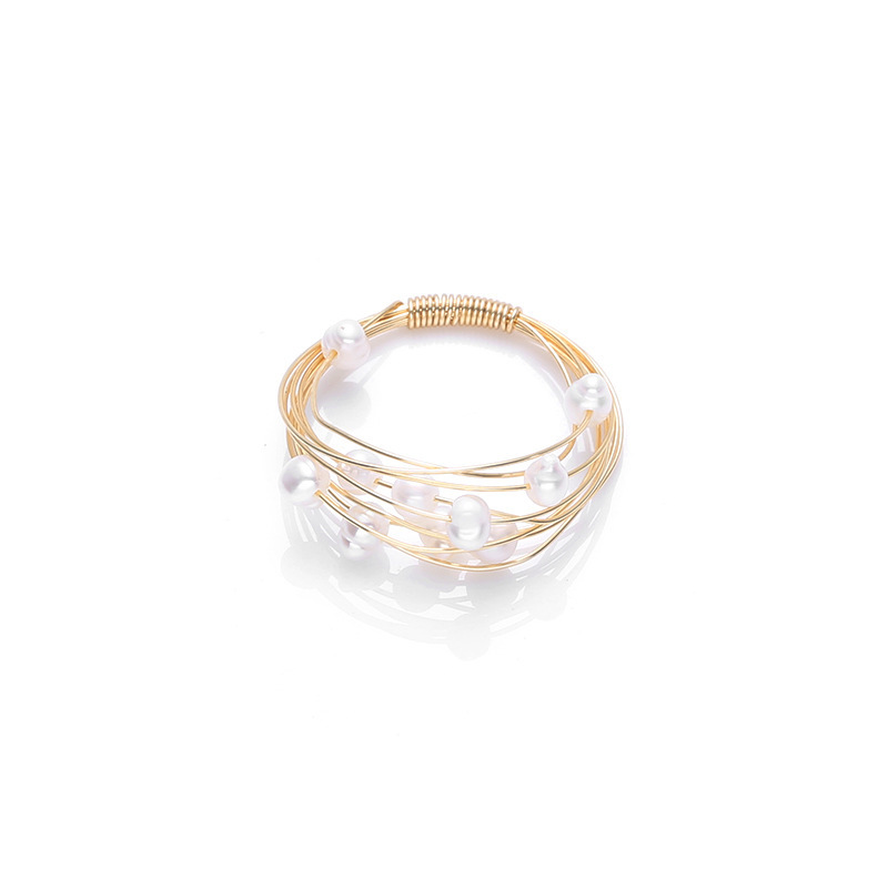 Korean-style retro multi-loop wound pearl rings are simple, elegant and versatile. Pearl rings are selling well at women's street stalls Item Picture