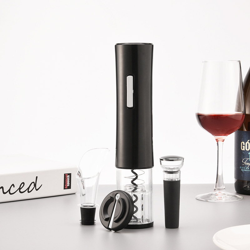 Factory Can Print Christmas Tree Pattern Labor Saving 4 In 1 Pour Wine Vacuum Plug Electric Wine Bottle Opener Set Gift Box details Picture