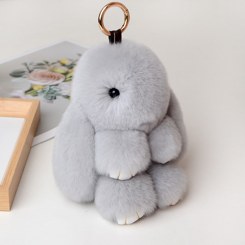 18CM rex rabbit fur dead little rabbit pendant, cute rabbit claw machine doll, plush toy keychain Specification image