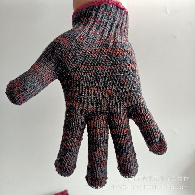 【 Zone 2-14 】【 Electric Red 700g Gloves 】12/ bundle 600/ piece Laobao gloves, patterned cotton thread thickened 700g gloves, Work anti-wear gloves, Men's large gloves, 2 yuan supply Item Picture
