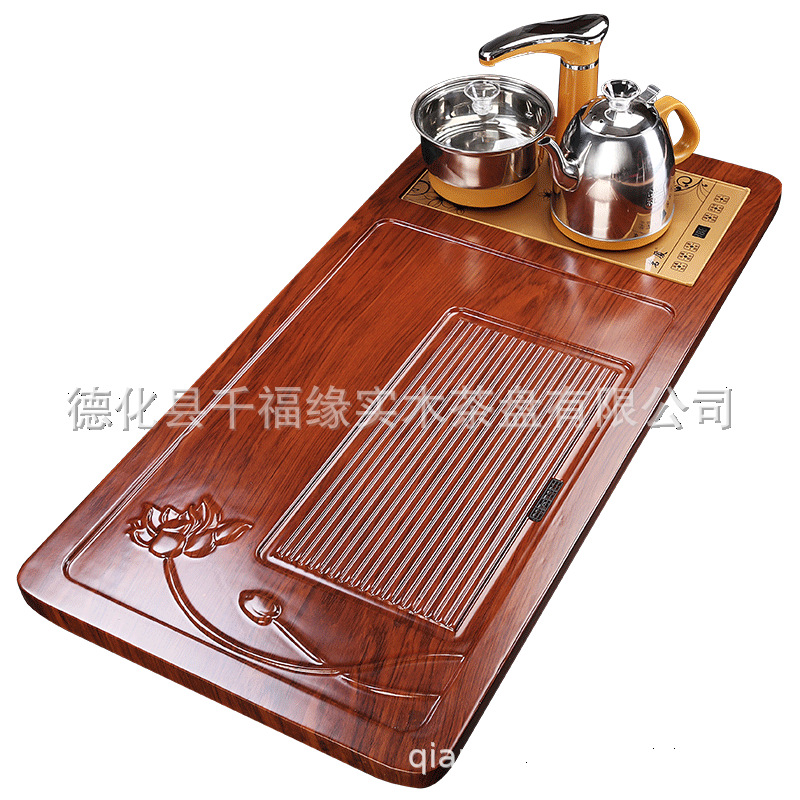 简约家用茶盘/实木托盘礼品/四合一排水白底实物图