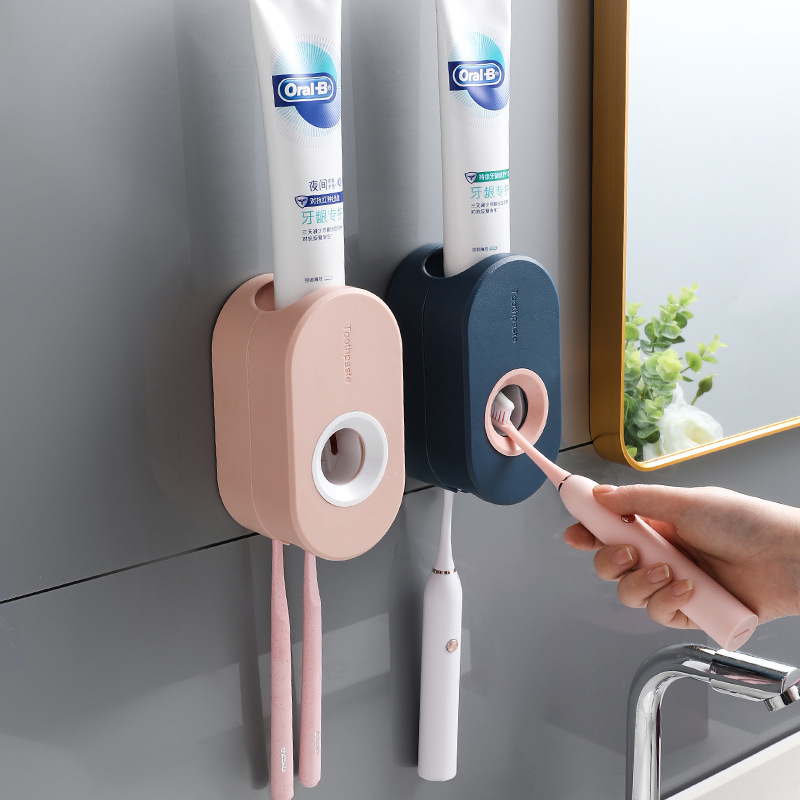 自动牙膏器 壁挂式免打孔置物架牙膏挤压器卫生间神器