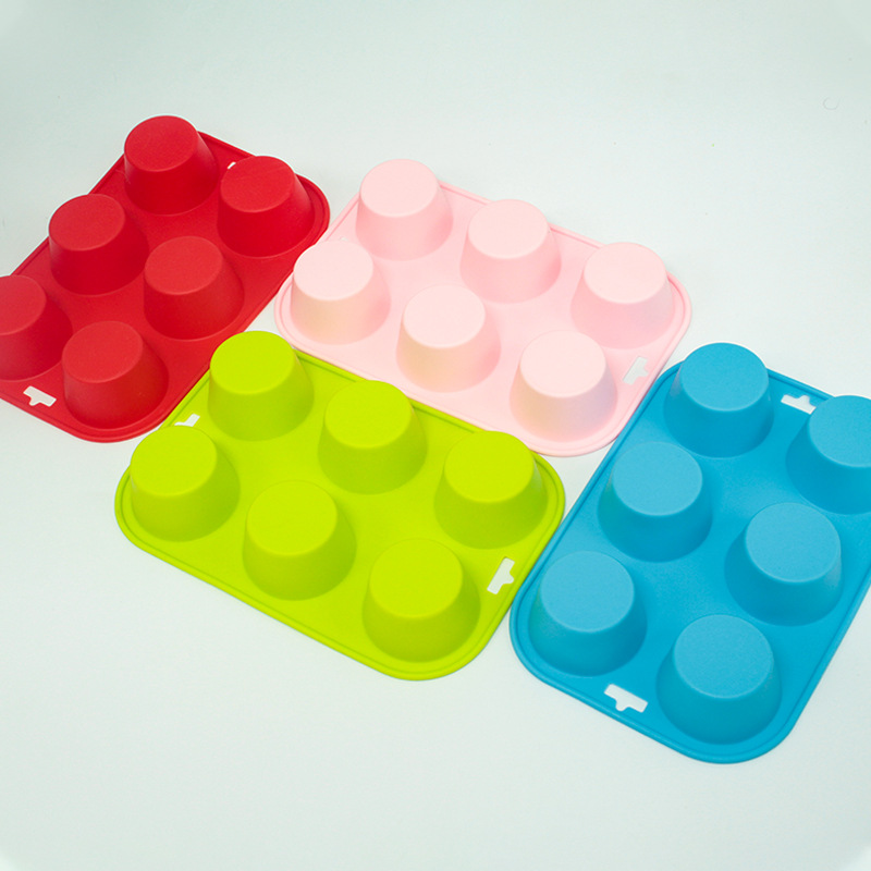 6连蛋糕模具/圆形蛋挞模/耐高温易脱模白底实物图