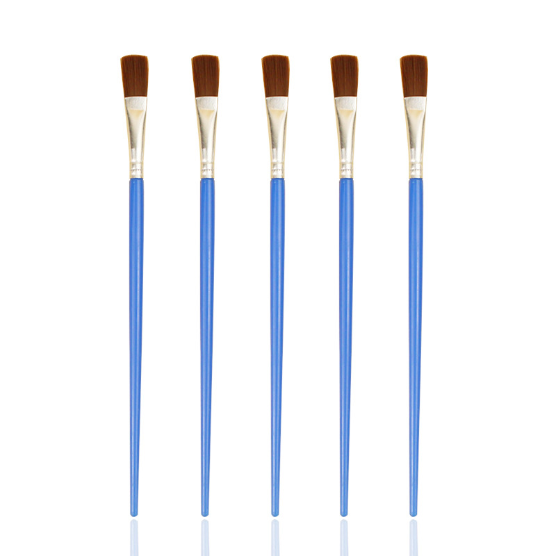 Black Wool Blue Pole Nylon Wool Diy Paint Brush Acrylic Watercolor Ceramic Graffiti Flat Head Pen Digital Oil Brush Item Picture