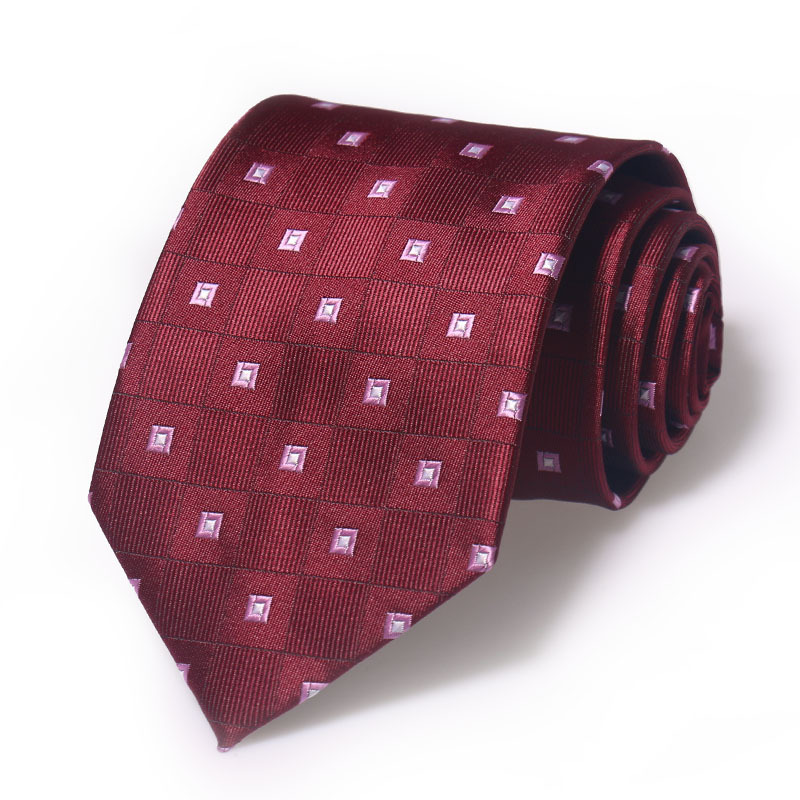 现货领带直供商务休闲男士高密度提花领带8CM方格纹男士手打领带详情图4
