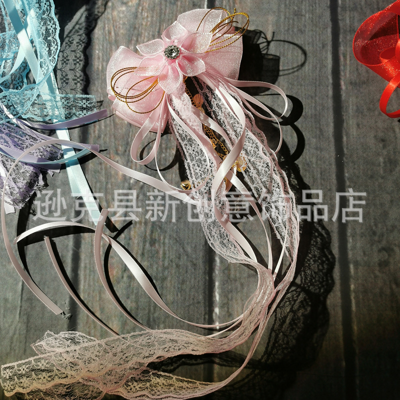 National trend series Hanfu flower headwear, fairy bow, fairy boy ancient-style ribbon hair accessory, princess hair flower, Chinese-style hair clip details Picture