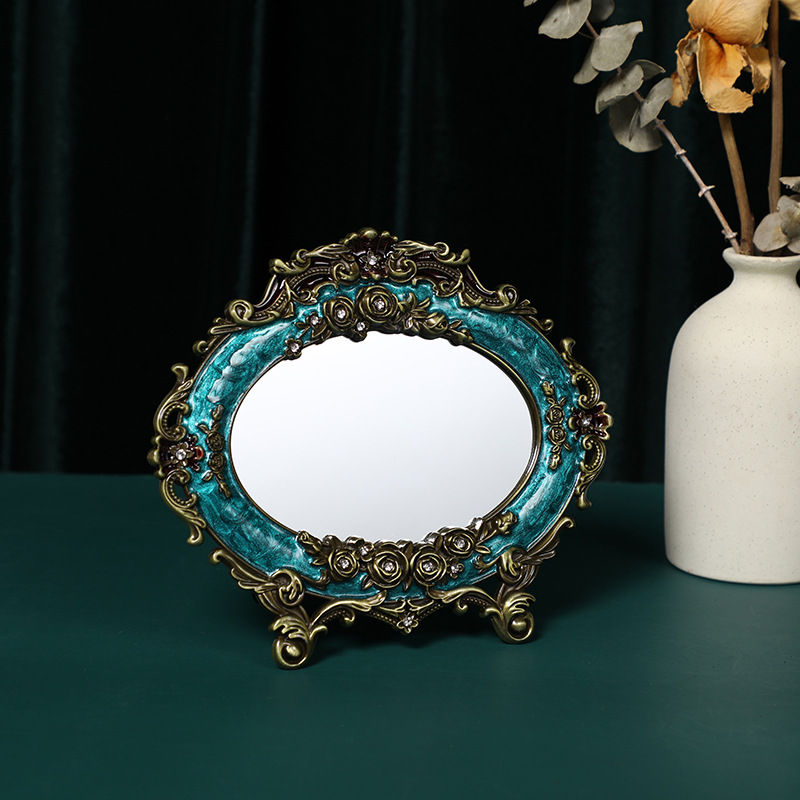 Wedding gift mirror, bride's retro European-style makeup mirror, table-style Russian princess dressing mirror, exotic style wholesale details Picture