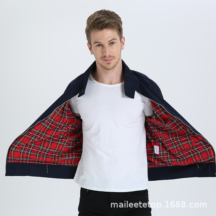 European And American Fashion Brand Business Stand Collar Slim Jacket Men's Coat Casual Men's Coat Pilot Jacket Specification drawing