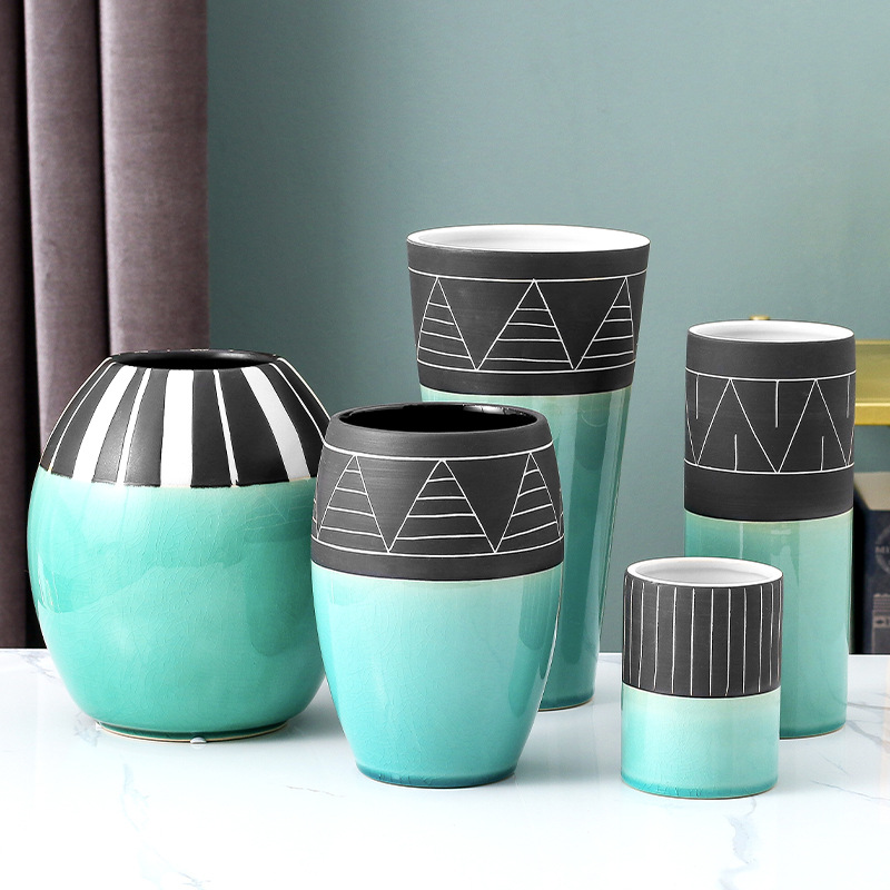 Chinagoods Ceramic Vase北欧陶瓷花瓶酒店家公寓居客厅陶瓷瓶水培花瓶样板间复古摆件