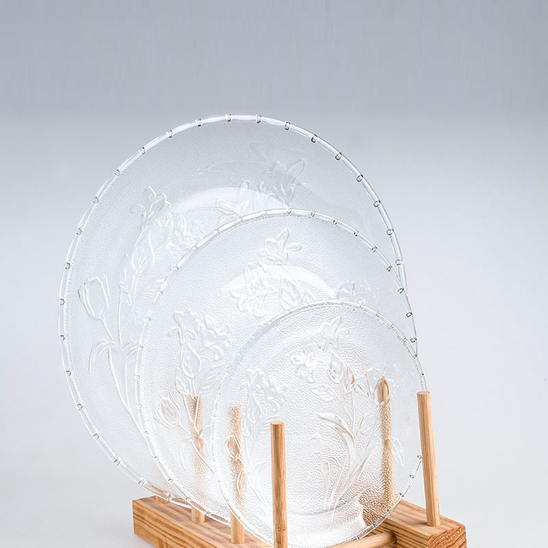 Creative living room plates, round glass flat plates, pastry plates, dessert arrangement plates, dried fruit plates, bowl, plate and dish sets Item Picture