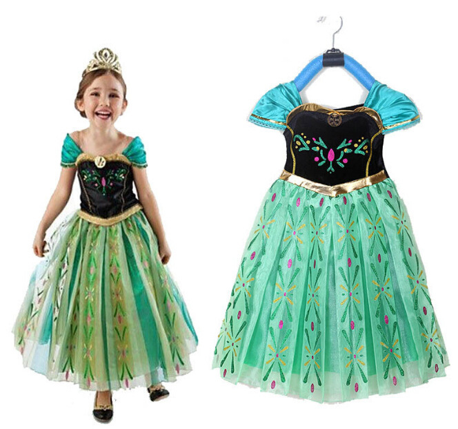 Best-selling children's dresses: Frozen cartoon printed dress, girls' tulle princess dress, long cape, children's performance costume details Picture