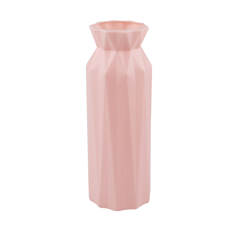 塑料花瓶创意北欧风圆形花瓶时尚简约防摔仿瓷花瓶家居摆件花盆详情图4