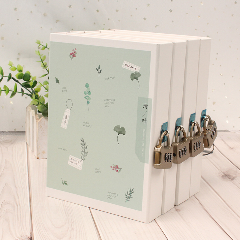 Student Password Book With Lock Diary A5 Box Girl Heart Little Fresh Lock Book Art Book Lock Book Children's Gift Application Scenario