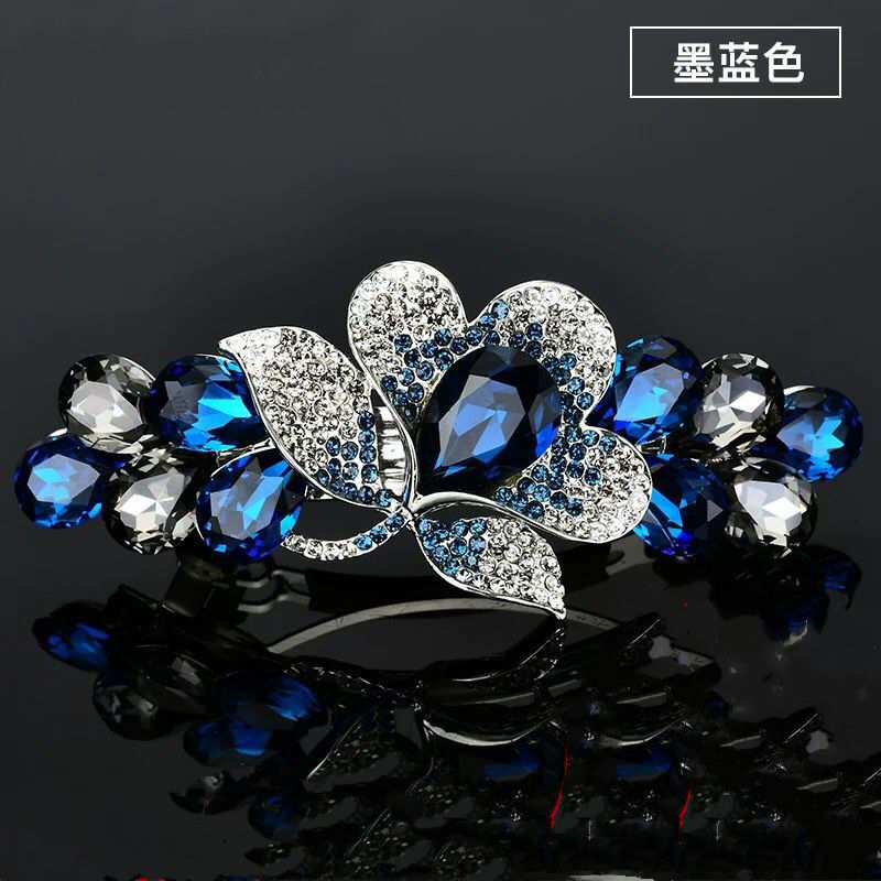 Korean Version Of The New Rhinestone Alloy Hairpin Hair Accessories Fashion Ladies Everything Flower Ponytail Hairpin Spring Clip Hair Accessories Specification drawing