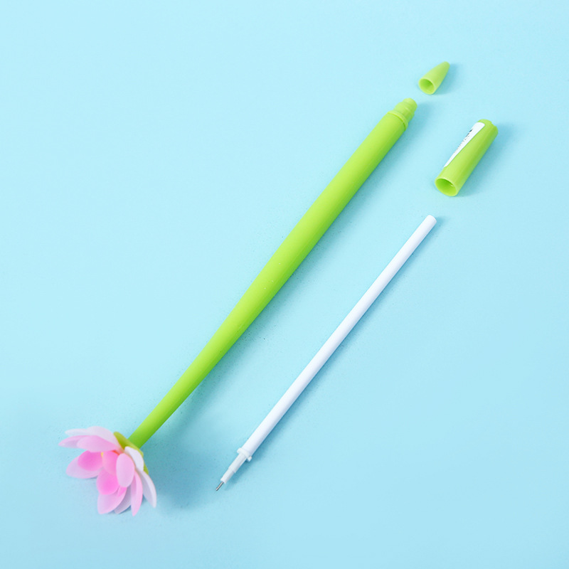Wholesale of pink lotus-shaped student gel pens, flower-shaped pen holders, writing tools, office writing stationery pens Application Scenario