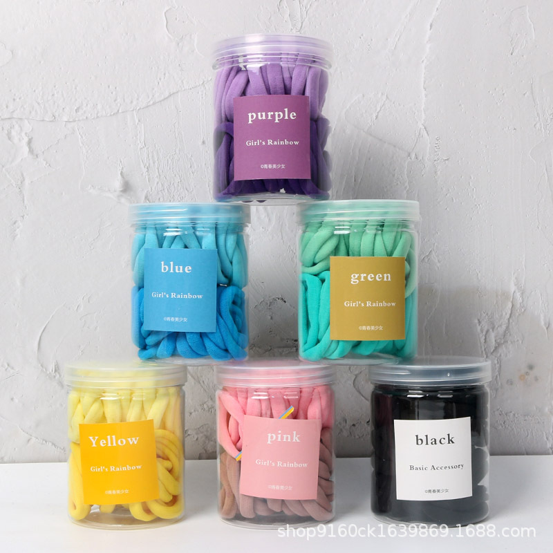50 Pieces Of Girly Girl Gradient Color Seamless Hair Band Color Hair Cord High Elastic Head Cord Candy Color Leather Band Towel Ring details Picture