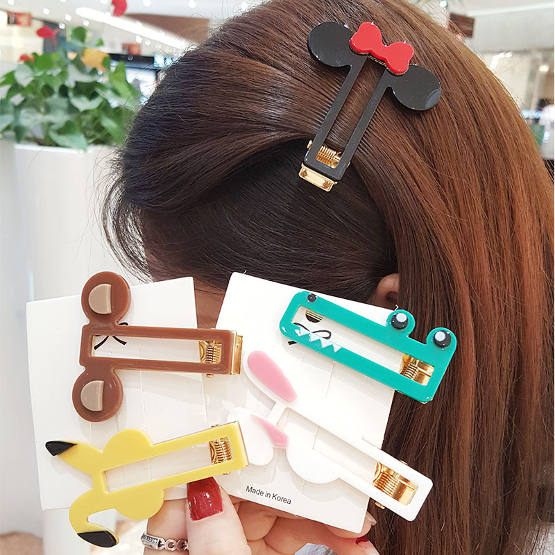 韩版学生发夹 创意少女小清新小皮卡卡通发卡 网红动物耳朵边夹
