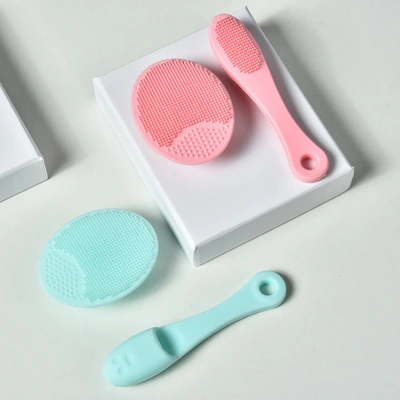 Silicone Cleansing Brush With Handle Super Soft Water Drop Cleansing Brush Round Blackhead Cleansing Brush Silicone Instrument Cleansing Set