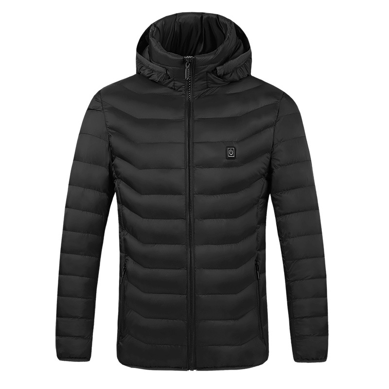Factory direct sales of cross-border best-selling heating cotton-padded jackets, men's heating clothing, Zone 249 hooded down cotton-padded jackets, heating clothing Specification image