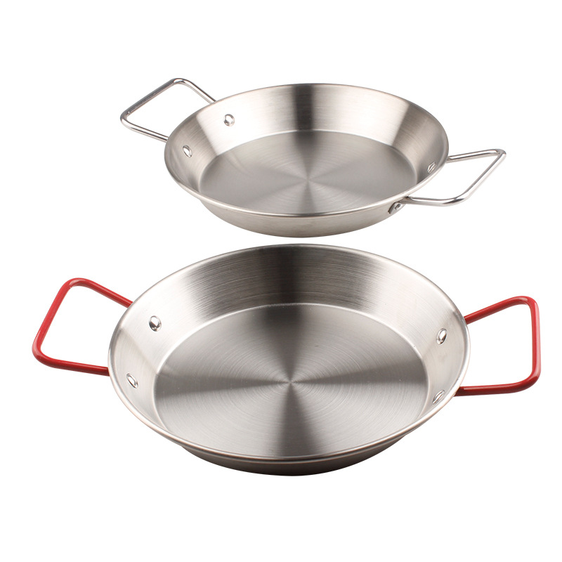 Spanish Stainless Steel Double Handle Seafood Pot Rice Home Picnic Plate Pot Korean Western Food Plate Snack Tray Item Picture