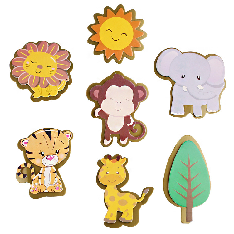 Copyright Baking Cake Decoration Double Animal Cake Insert Giraffe Lion Elephant Dessert Table Birthday Plugin Item Picture