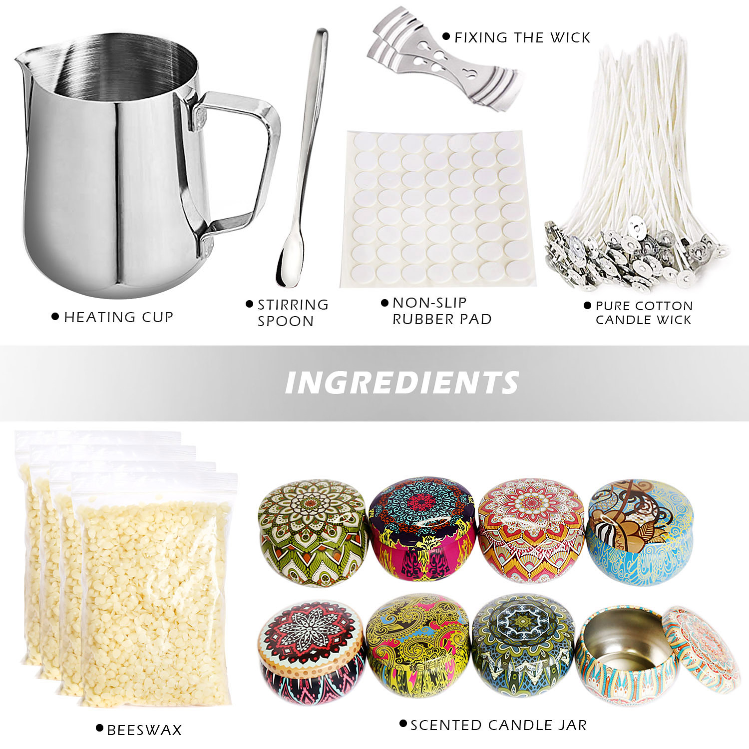 Handmade DIY scented candle making tool set, creative tinplate can, soy wax melting wax pot, birthday candles