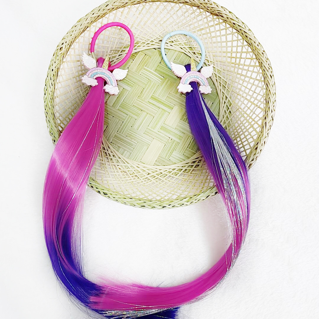 Children's fake hair manual bow color wig ponytail wave waveless waveless connection method manufacturers direct sales Application Scenario