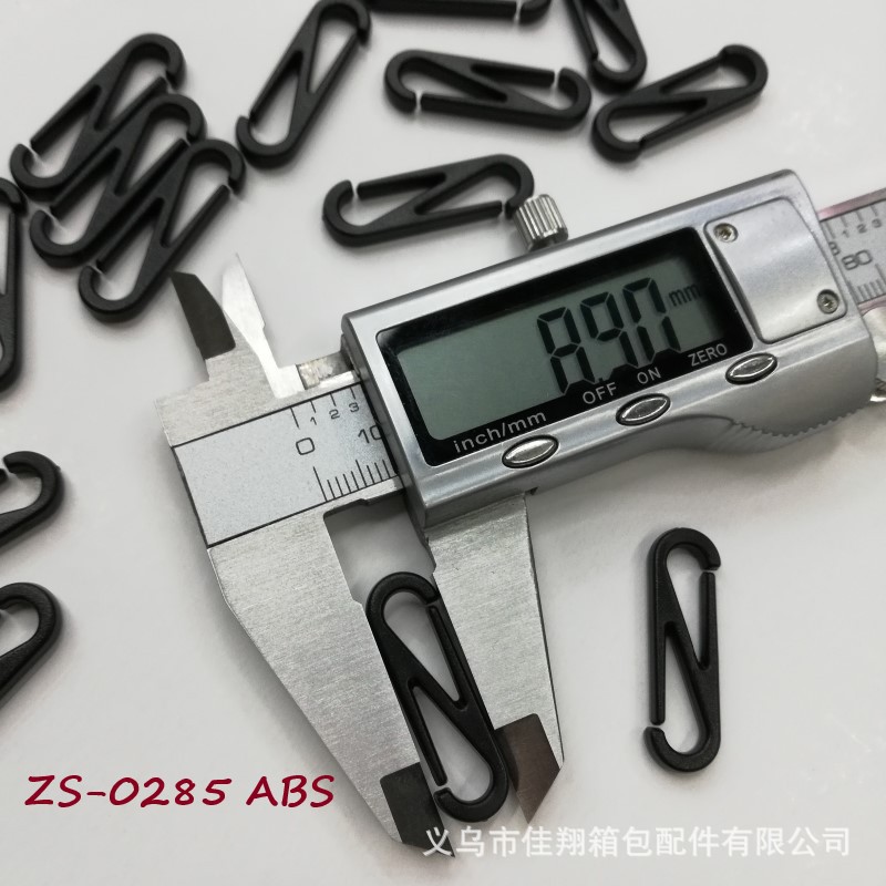 Factory direct sales of bag accessories plastic hooks ABS 8-shaped hooks, mask rope buckles, windproof buckles, spring buckles, double-ended hooks Specification image