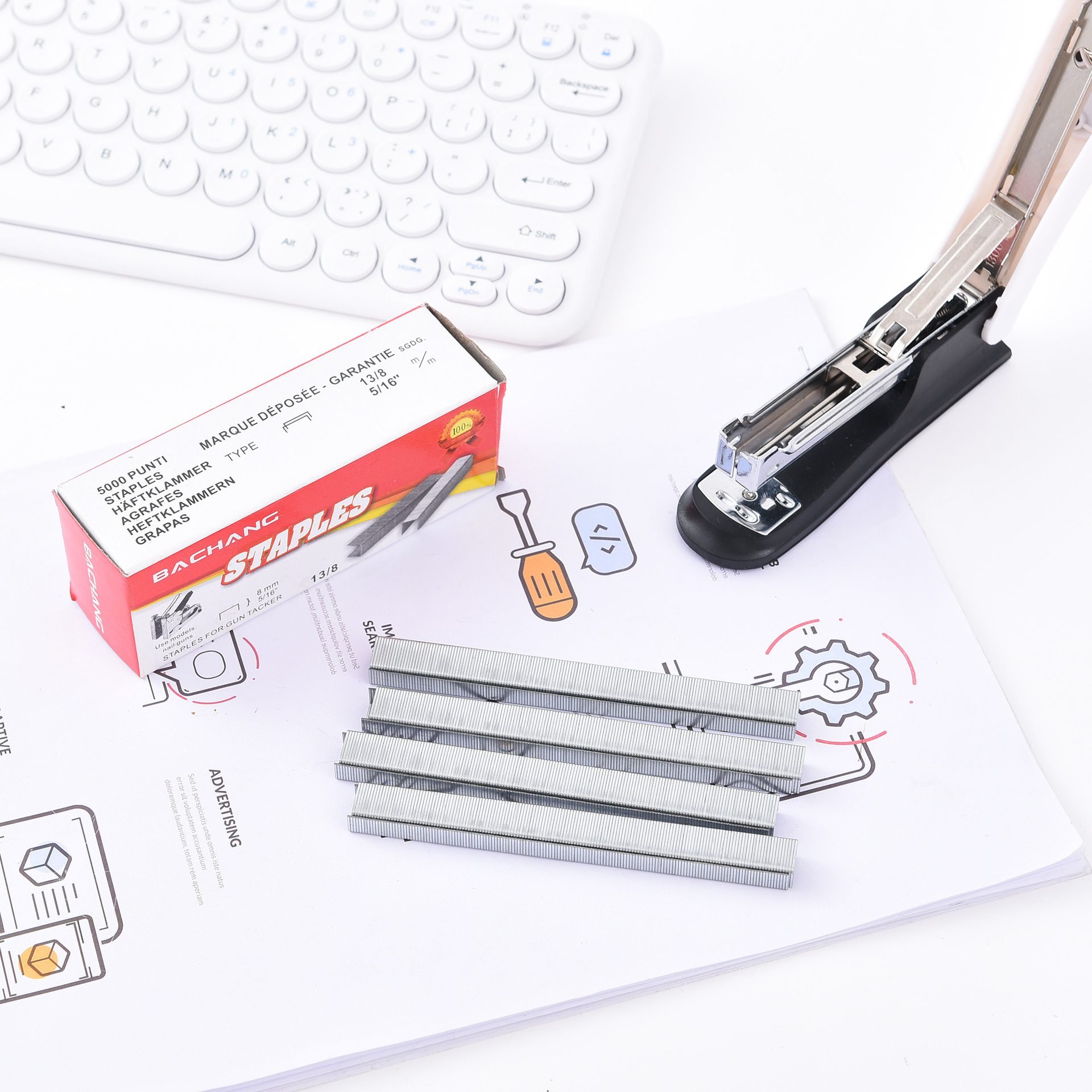 Home direct sales cross-border exclusive supply of staples, 13/8 pins, wholesale of staples, strong penetration, electroplated anti-rust Specification image