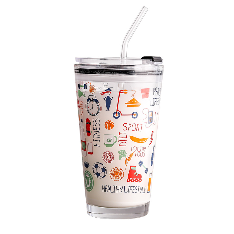 Cartoon water cups, glass cups, advertising gift cups, straw cups Specification image