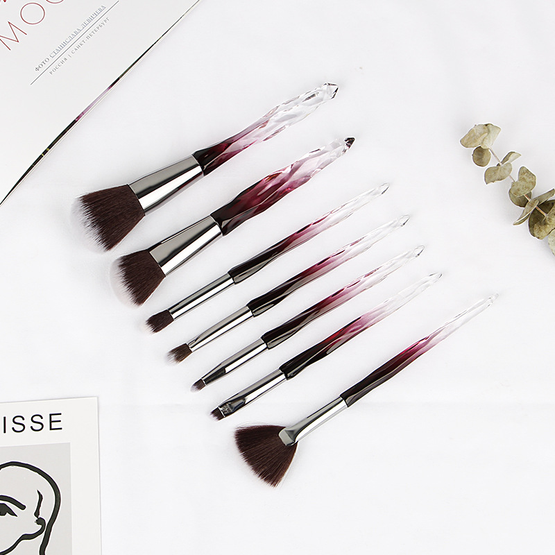 Manufacturers Of 7 Dazzling Crystal Handle Makeup Brush Set Blush Eyeshadow Soft Brush Beauty Tools Cross-Border details Picture
