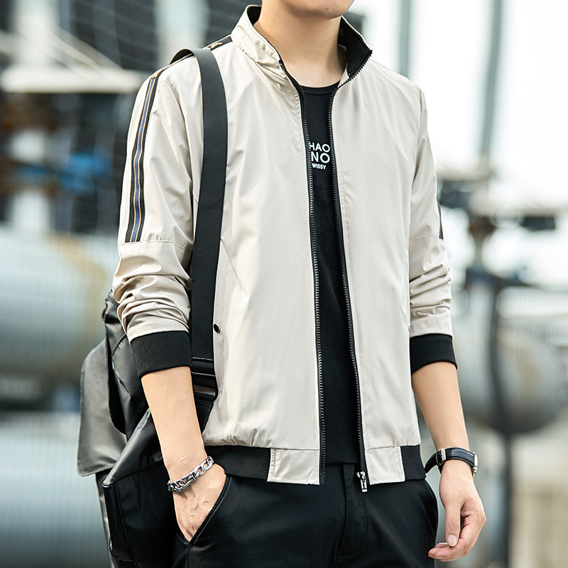 Coat Male Plus Fat Plus Size Fat Youth Stand Collar Jacket Autumn 2020 New Korean Version Of The Trend Casual Men's Wear Specification drawing