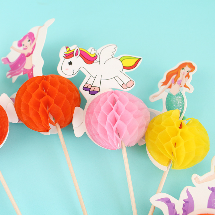 Cross-Border Amazon Baking Cake Decoration Plug-In Stereo Bee Flower Mermaid/Unicorn Cake Plug-In Application Scenario