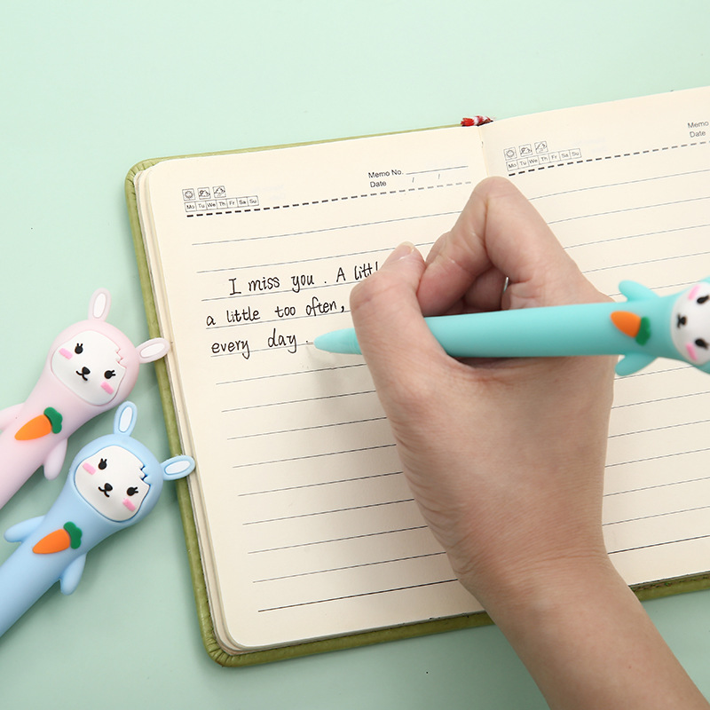 Korean version silicone gel pen Rabbit Radish soft silicone cartoon 3D gel pen 36 pieces in a box details Picture