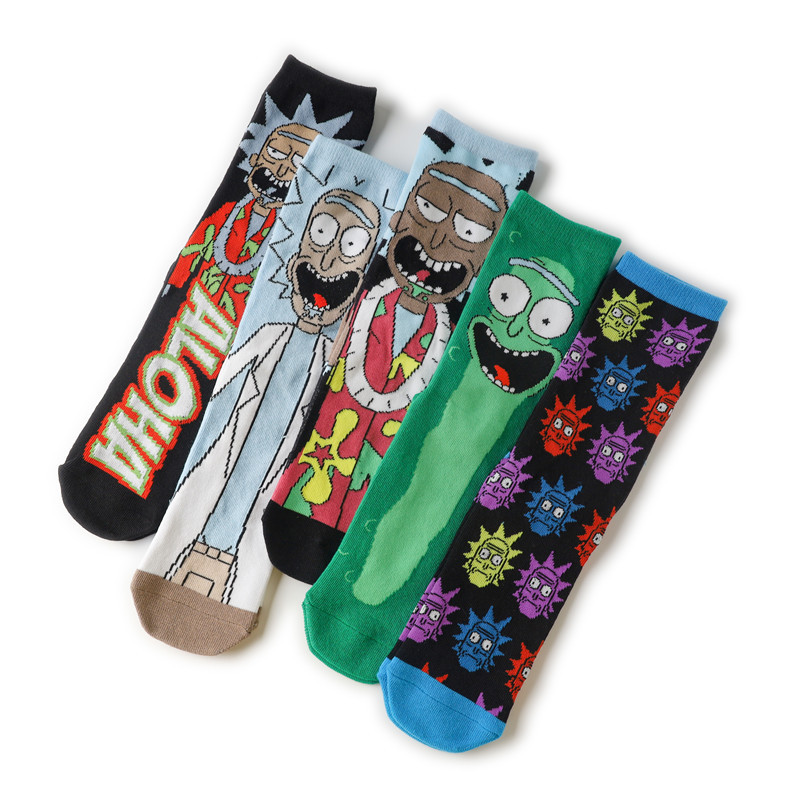Cotton cartoon personality socks, Rick and Morty mid-calf socks, trendy foreign trade ins socks, anime character socks, cross-border goods details Picture