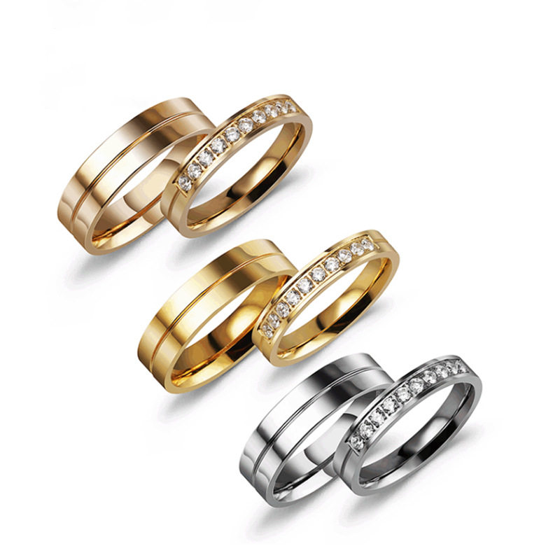 Cross-Border Explosive Stainless Steel Ring European And American Trend Fashion Hand Jewelry Micro-Diamond Titanium Steel Ring Lovers Item Picture