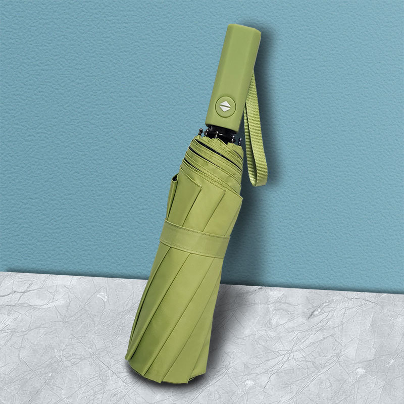 Customized ten-bone fully automatic umbrellas for men and women, three-fold advertising folding sun umbrellas, engraved and customized logos details Picture