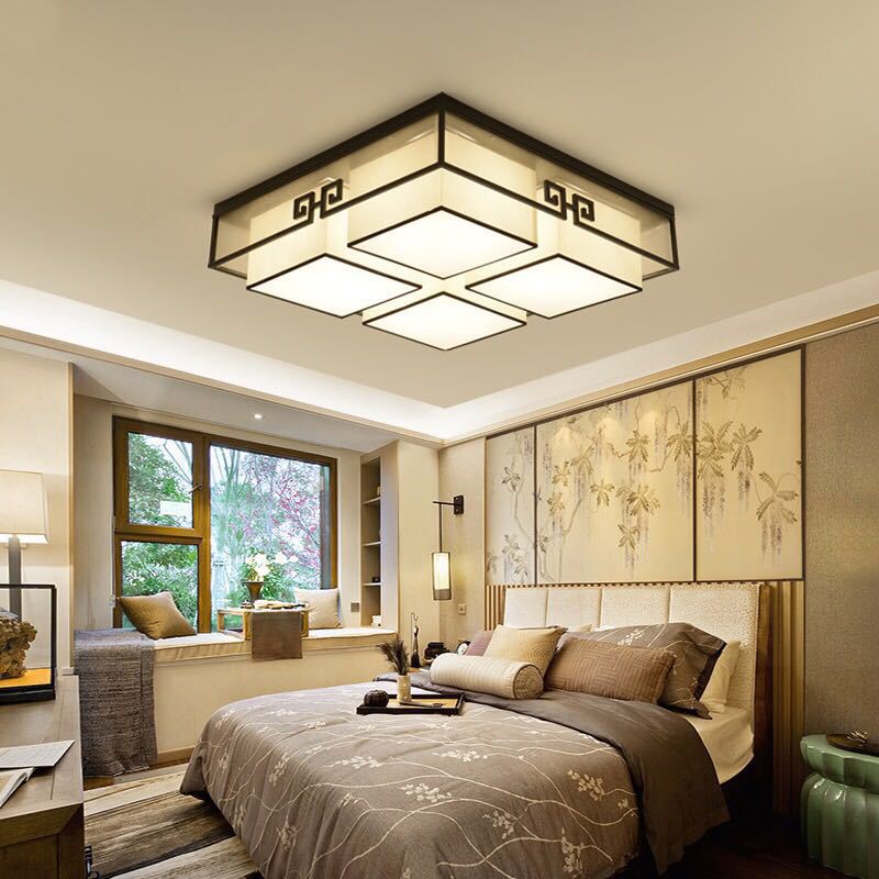 Lámpara de techo guochao conjunto combinado lámpara de sala rectangular lámpara de dormitorio simple y moderna lámpara de comedor estilo chino Specification image
