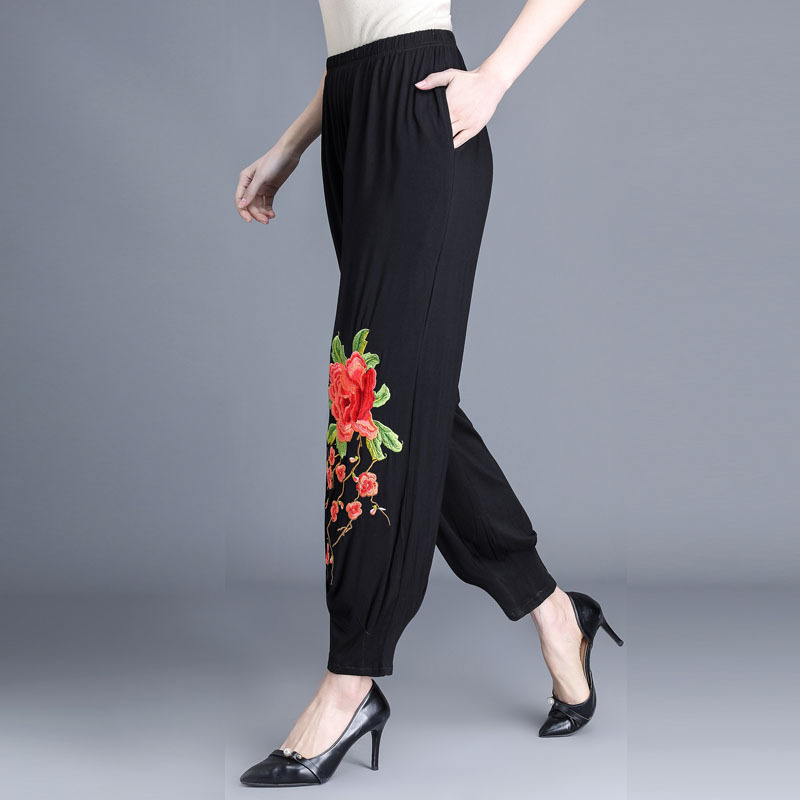 2020新款阔太太夏装九分裤装中老年女妈妈洋气裤子灯笼裤加肥加大