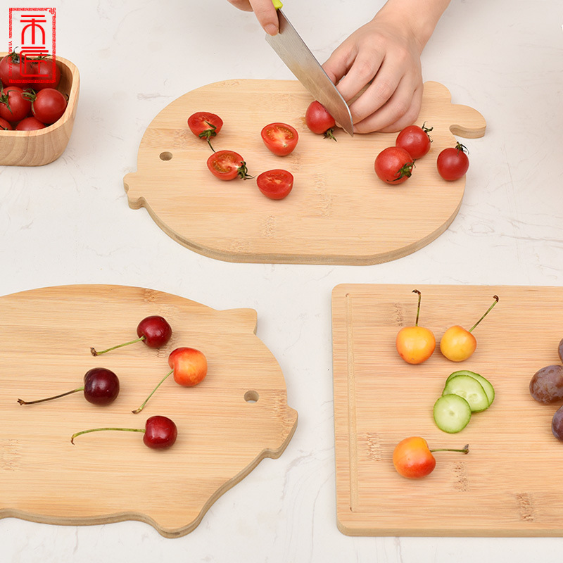 双面水果熟食分类案板家用多用途砧板卡通创意两用实心竹菜板详情图1
