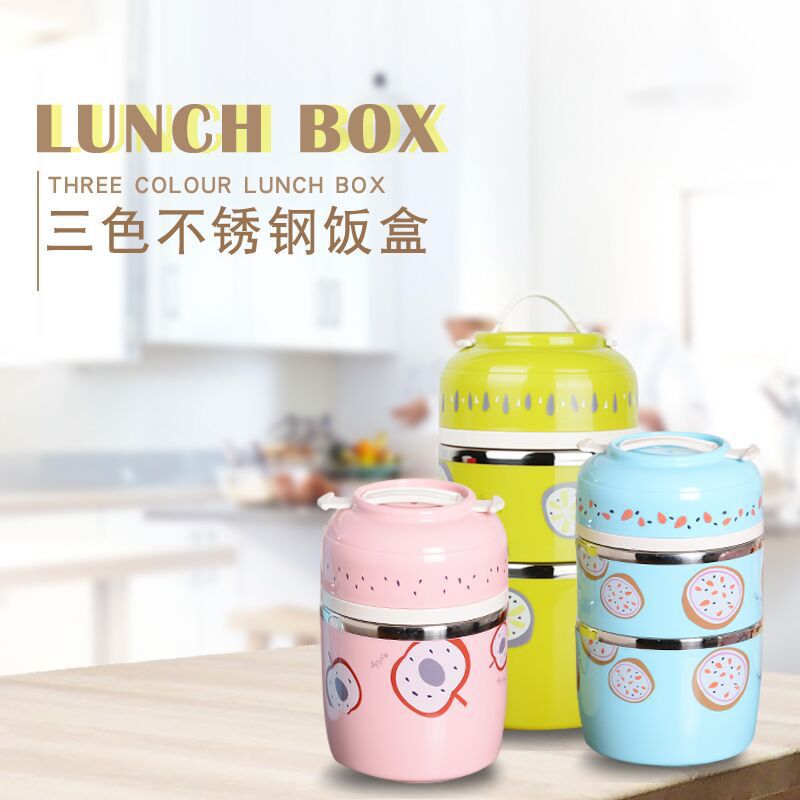 Stainless steel lunch box one two three layer stainless steel lunch box round bento box lunch box lunch box wholesale