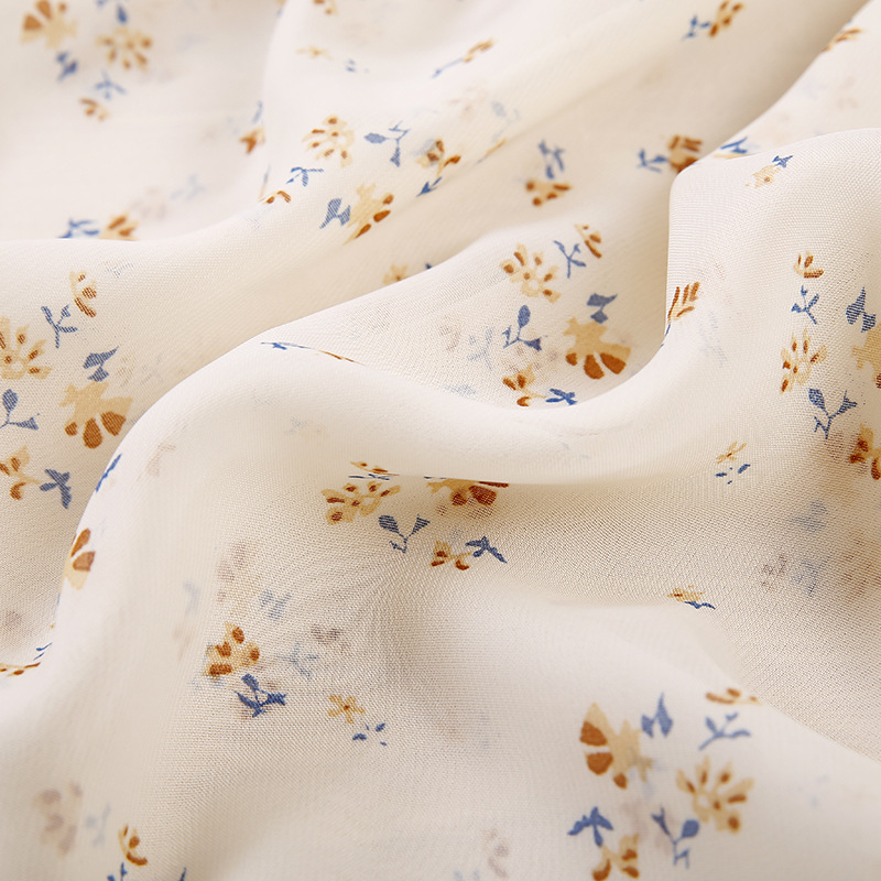 Spring and summer new 75d chiffon printed fabric polyester plain weave dress with small floral patterns in stock Specification image